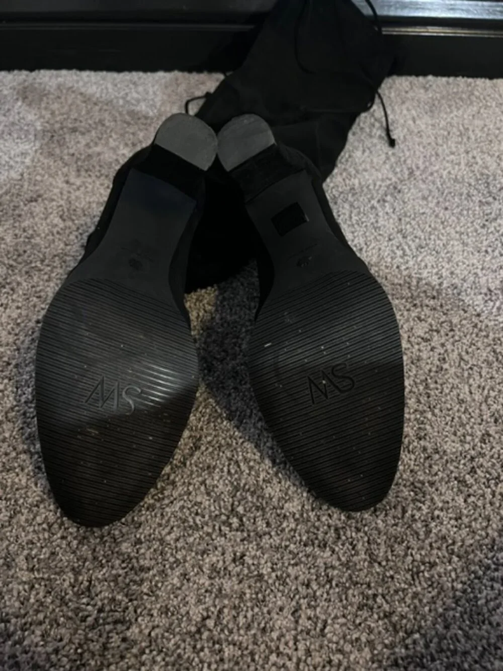 New Stuart Weitzman Highland Suede Over-the-Knee Womens Black Boots Sz 9